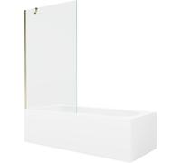 Mexen Vega baignoire rectangulaire 160 x 70 cm avec habillage et paroi de baignoire 1 volet 100 cm, transparent, doré 22326 5905315205162
