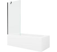 Mexen Vega baignoire rectangulaire 160 x 70 cm avec tablier et paroi de douche à 1 volet 80 cm, transparent, noir 22330 5905315205209