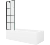 Mexen Vega baignoire rectangulaire 170 x 70 cm avec habillage et paravent 1 volet 60 cm, motif noir - 550117077X9506007077 22372 5905315205605