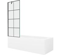 Mexen Vega baignoire rectangulaire 170 x 70 cm avec habillage et paroi de douche à 1 volet 70 cm, motif noir 22373 5905315205612