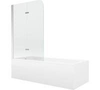 Mexen Vega baignoire rectangulaire 170 x 70 cm avec tablier et paravent à 2 battants 80 cm, transparent, chrome 13154 5907709162785