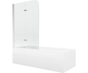 Mexen Vega baignoire rectangulaire 170 x 70 cm avec tablier et paravent à 2 volets 100 cm, transparent, chrome 13156 5907709162808