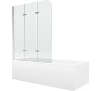 Mexen Vega baignoire rectangulaire 170 x 70 cm avec tablier et paroi de douche à 3 volets 120 cm, transparent, chrome 13158 5907709107830