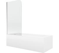 Mexen Vega baignoire rectangulaire 180 x 80 cm avec boîtier et paravent 1 vantail 80 cm, transparent, chrome 13171 5907709107847