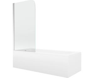Mexen Vega baignoire rectangulaire 180 x 80 cm avec boîtier et paravent 1 vantail 80 cm, transparent, chrome 13171 5907709107847