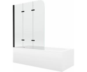 Mexen Vega baignoire rectangulaire 180 x 80 cm avec habillage et paravent à 3 volets 120 cm, transparent, noir 13177 5907709162983