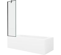 Mexen Vega baignoire rectangulaire 180 x 80 cm avec habillage et paroi de douche 1 battant 50 cm, motif noir 22395 5905315205834