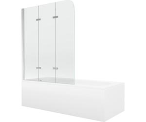 Mexen Vega baignoire rectangulaire 180 x 80 cm avec habillage et paroi de douche à 3 volets 120 cm, transparent, chrome 13176 5907709107854