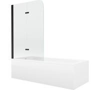 Mexen Vega baignoire rectangulaire 180 x 80 cm avec tablier et paroi de douche à 2 volets 100 cm, transparent, noir 13175 5907709162976