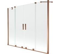 Mexen Velar Duo paravent de baignoire 2 volets coulissants 200 x 150 cm, transparent, or rose - 896-200-000-02-60 24714 5905315222091