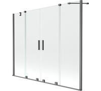 Mexen Velar Duo pare-douche de baignoire 2 volets coulissants 180 x 150 cm, transparent, gris canon brossé - 896-180-000-02-66 24725 5905315222206
