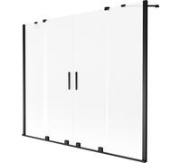 Mexen Velar Duo pare-douche de bain coulissant à 2 ailes 200 x 150 cm, givré, noir - 896-200-000-32-70 41948 5905315277800