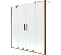 Mexen Velar Duo paroi de baignoire 2 volets coulissants 160 x 150 cm, transparent, cuivre brossé - 896-160-000-02-65 24717 5905315222121