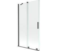 Mexen Velar paroi de baignoire à 2 panneaux coulissants 100 x 150 cm, transparent, gris canon brossé - 896-100-000-01-66 24546 5905315221568