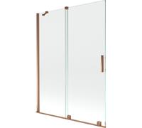 Mexen Velar paroi de baignoire à 2 panneaux coulissants 130 x 150 cm, transparent, or rose - 896-130-000-01-60 24485 5905315221292