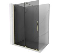 Mexen Velar paroi de douche coulissante Walk-in 130 x 200 cm, graphite 8 mm, dorée - 871-130-000-43-50 40529 5905315284655