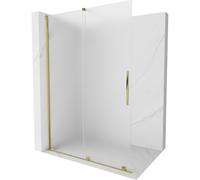 Mexen Velar paroi de douche coulissante Walk-in 140 x 200 cm, givrée 8 mm, or - 871-140-000-33-50 40249 5905315283467