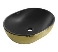 Mexen Viki lavabo à poser 48 x 35 cm, noir mat/motif écailles dorées - 21054878 21893 5907709156869