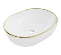 Mexen Viki lavabo sur plan 48 x 35 cm, blanc/rebord doré - 21054805 21881 5907709156753