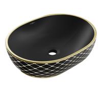 Mexen Viki lavabo sur plan 48 x 35 cm, noir mat/or motif carreaux - 21054879 21894 5907709156876