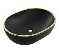 Mexen Viki lavabo vasque 48 x 35 cm, noir mat/bord doré - 21054875 21890 5907709156838