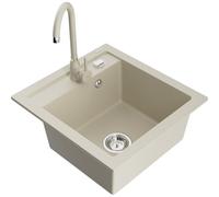 Mexen Vito Évier de cuisine 1 bac en granit avec robinet Telma, beige - 6503-69-670200-69 6165 5907709189287