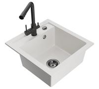 Mexen Vito évier de cuisine en granit 1 bac avec robinet de cuisine Duero, blanc - 6503-20-671600-70 16988 5905315022684