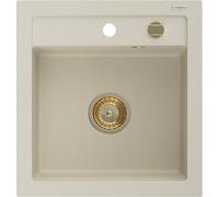 Mexen Vito évier en granit 1 bac 520 x 490 mm, beige, siphon doré - 6503521000-69-G 16139 5905315011497