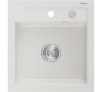 Mexen Vito évier en granit 1 bac 520 x 490 mm, blanc, siphon chromé - 6503521000-20 3795 5907709193833