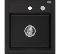 Mexen Vito évier en granit 1 bac 520 x 490 mm, noir, siphon chromé - 6503521000-77 3801 5907709193901