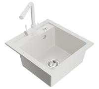 Mexen Vito évier en granit 1 bac avec robinet de cuisine Duero, blanc - 6503-20-671600-20 16980 5905315022660