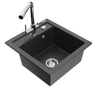 Mexen Vito évier en granit 1 bac avec robinet de cuisine Duero, noir moucheté - 6503-76-671600-00 17065 5905315022875