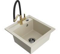 Mexen Vito évier en granit 1 bac avec robinet de cuisine Duo, beige - 6503-69-671701-57-B 22565 5905315043597