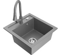 Mexen Vito évier en granit 1 bac avec robinet de cuisine Elia, gris - 6503-71-670101-71 19528 5905315027856