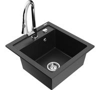 Mexen Vito évier en granit 1 bac avec robinet de cuisine Elia, noir/argent métallisé - 6503-73-670101-00 19532 5905315027894