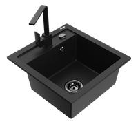 Mexen Vito évier en granit 1 bac avec robinet de cuisine Rita, noir - 6503-77-670300-70-B 17063 5905315017833
