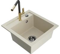 Mexen Vito évier en granit 1 bassin avec mitigeur Flora beige