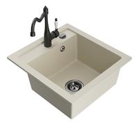 Mexen Vito évier en granit 1 cuve avec robinet de cuisine Carla, beige - 6503-69-670700-70 16546 5905315038098