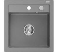 Mexen Vito évier en granit à 1 bac 520 x 490 mm, gris, siphon chromé - 6503521000-71 3797 5907709193864