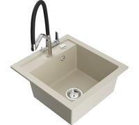 Mexen Vito évier en granit à 1 bac avec robinet de cuisine Duo, beige - 6503-69-671701-07 22562 5905315043412