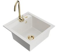 Mexen Vito évier granit 1 bac avec robinet de cuisine Telma, blanc - 6503-20-670200-50 6164 5907709189270