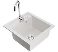 Mexen Vito évier granitique 1-bassin avec robinet de cuisine Telma, blanc - 6503-20-670200-00 6162 5907709189256