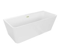Mexen Volta baignoire autoportante murale 150 x 75 cm, blanche, trop-plein doré brossé - 51131507500-55 45551 5905315377845
