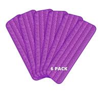 MEXERRIS 6 Pièces Serpillères en Microfibre de Rechange, Mop Remplacement des Tampons Serpillères de Nettoyage réutilisables et lavables en Machine pour Balai Vaporisateur, Violet, 39 x 13 cm