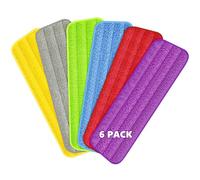 MEXERRIS 6 Pièces Serpillères en Microfibre de Rechange, Mop Remplacement des Tampons Serpillères de Nettoyage réutilisables et lavables en Machine pour Balai Vaporisateur, Multicolore, 39 x 13 cm