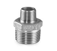 MEXEWORD 1 pcs DN8 DN10 DN15 DN20 DN25 DN32 DN40 Filetage mâle Mamelon Hexagonal Union 304 raccord de Tuyau en Acier Inoxydable connecteur coupleur Eau Huile air(DN25 to DN20)
