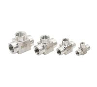 MEXEWORD 1 pcs SS304 en Acier Inoxydable 1/8" 1/4" 3/8" 1/2" BSP Filetage Femelle 3 Voies 304 en Acier Inoxydable T raccord de Tuyau connecteur Adaptateur(1/8")