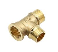 MEXEWORD Raccord de Tuyau en Laiton for plomberie pneumatique, Filetage mâle/Femelle 1/8" 1/4" 3/8" 1/2" BSP Type T Raccords en cuivre Adaptateur Eau Huile gaz(FMM 3/8")