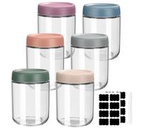 Mexgcom 6 PièCes Pots D'Avoine de Nuit, 500 ML de Lunettes de PuréE Avec Bouchon à Vis Pour Stylo et Autocollants, Chutney, Yaourt, Pudding, Confiture Maison, Grains de Café, éPices