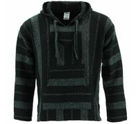 Mexicain Baja Jerga Hoody Siesta Hoody Surf Hippy Drug Rug Jumper Noir Gris
